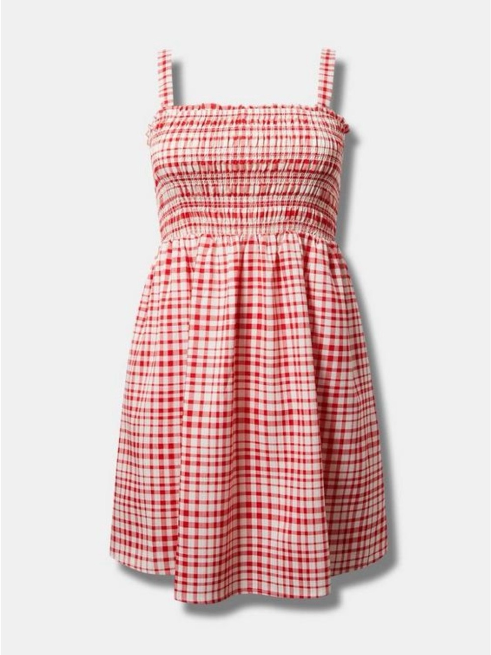 torrid Red and White Gingham Smocked Strap Sundress